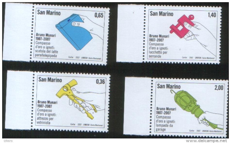 San Marino 2007 100 Nascita Di Bruno Munari 4v  ** MNH Complete Set - Ongebruikt