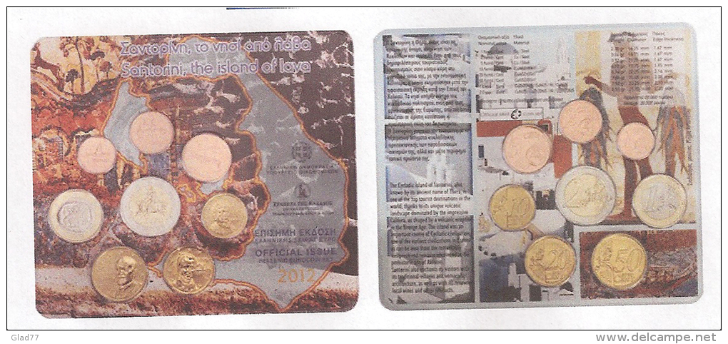 Officia-Original-Authenti C Blister With All 2012 EURO Coins BU!! (Santorini, The Island Of Lava!) - Grèce