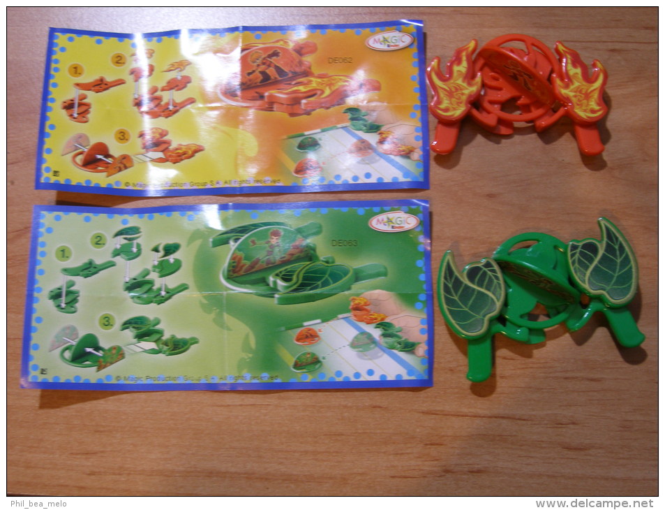 KINDER SURPRISE 2009 KINDER GAME - N°DE062 / DE063 - LANCEURS VERT ET ROUGE + BPZ - Otros & Sin Clasificación