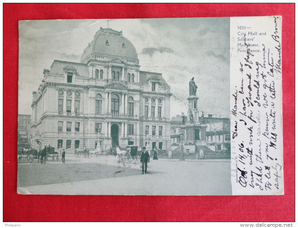 Providence,RI--City Hall And Soldiers' Monument-- Cancel 1906--PJ 120 - Providence