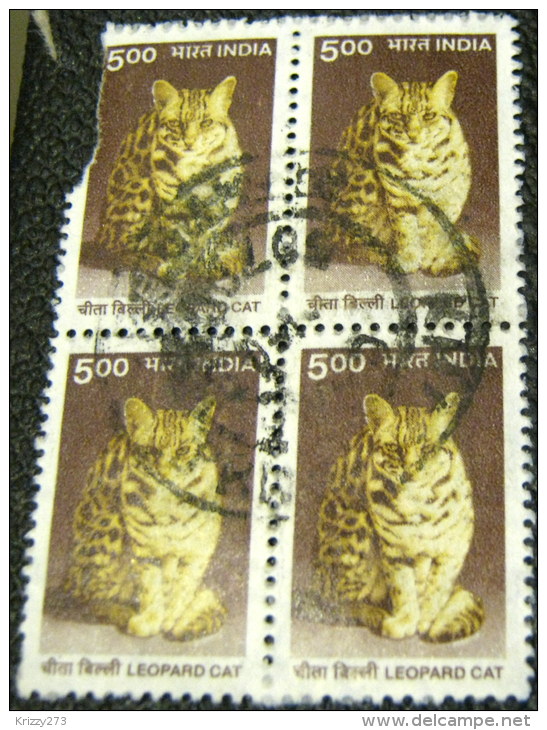 India 2000 Leopard Cat 5.00 X4 - Used - Used Stamps