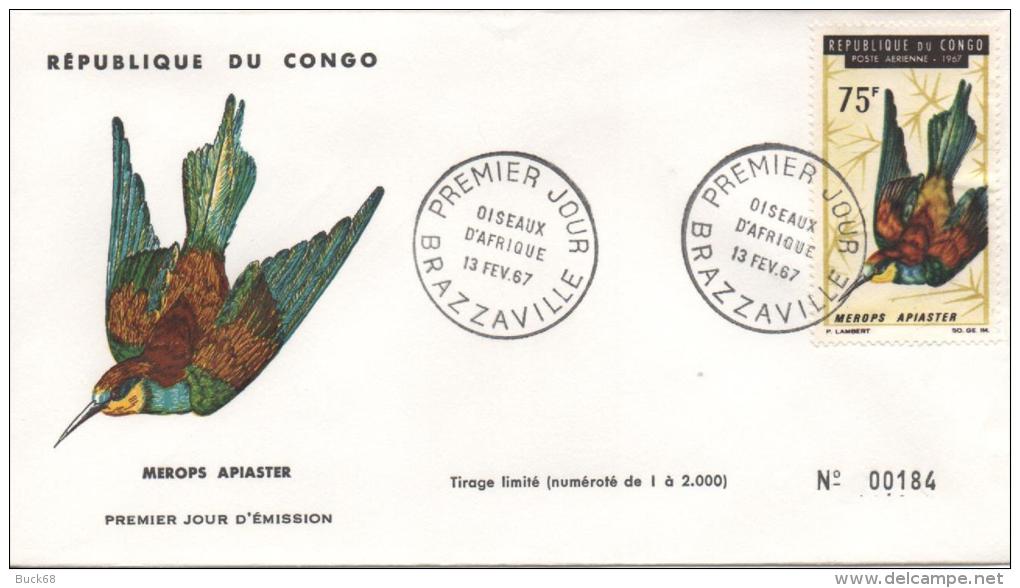 CONGO PA 48 FDC Oiseau Bird Vogel : Merops Apiaster  N°184/2000 - FDC