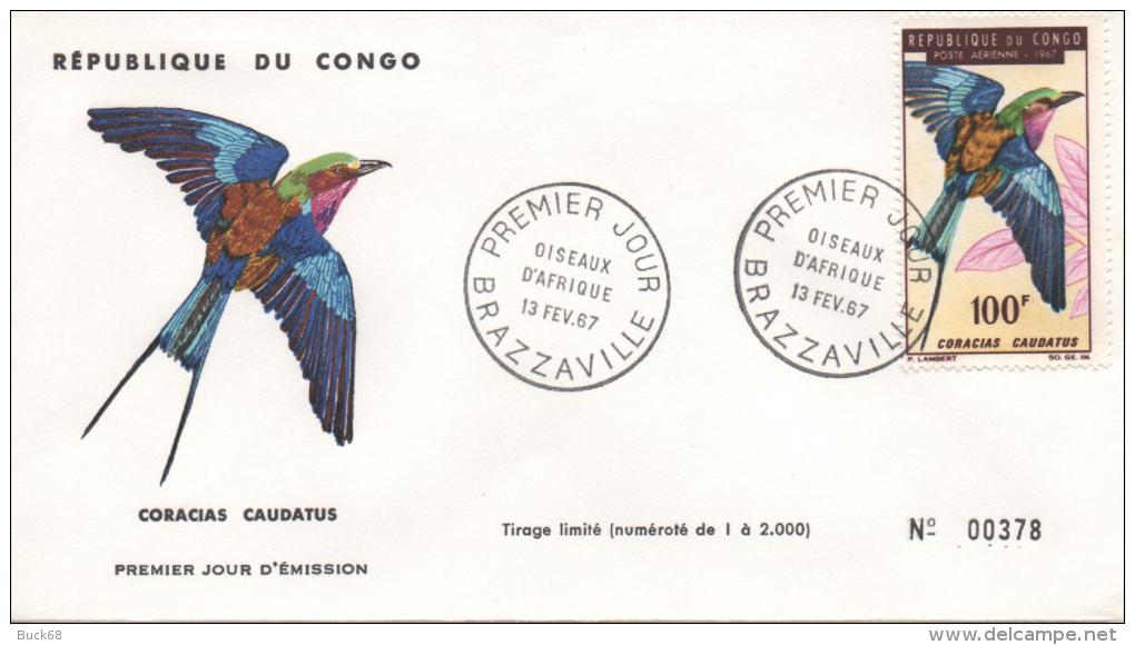 CONGO PA 49 FDC Oiseau Bird Vogel : Coracias Caudatus  N°378/2000 - FDC