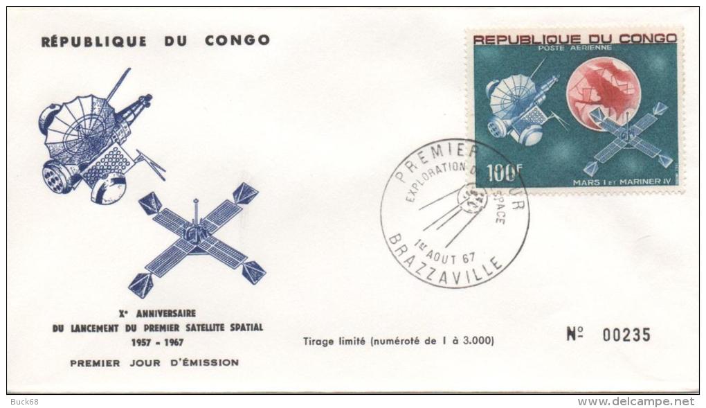 CONGO PA 57 FDC Espace Space Satellite Mars 1 Et MAriner IV  N°235/3000 - FDC