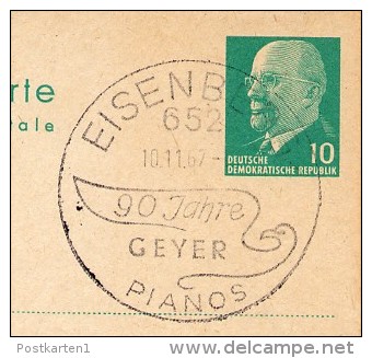 GEYER-PIANOS EISENBERG Thüringen 1967 Auf DDR P 75  Postkarte - Muziek