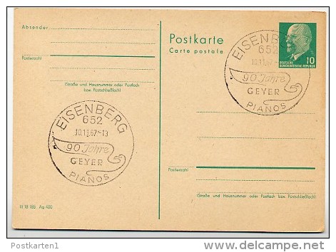 GEYER-PIANOS EISENBERG Thüringen 1967 Auf DDR P 75  Postkarte - Muziek