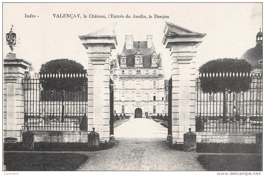 LOT DE 11 CPA : VALENCAY LE CHATEAU GALERIE SALON LOUIS XVIe JARDIN SALLE A MANGER CHAMBRE ROI D'ESPAGNE ARCADES 36