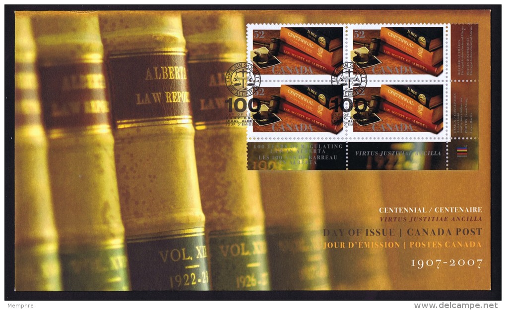 2007   Law Societies Of Alberta   Sc 2228  LR Plate Block Of 4 - 2001-2010