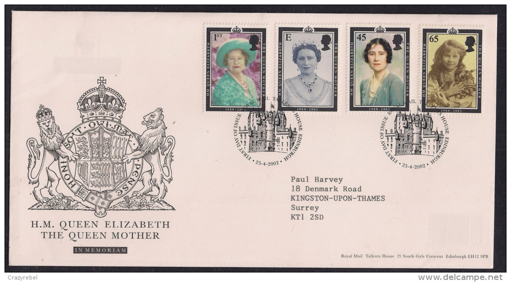 GB 2002 QE2 FDC H.M.Queen Mother Memoriam SHS Pmk. ( L463 ) - 2001-2010 Dezimalausgaben