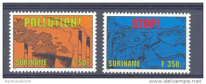Mih0801 MILIEUBESCHERMING LUCHTVERVUILING WATERVERVUILING VIS ENVIRONMENT CARE FISH SURINAME 1994 PF/MNH - Inquinamento