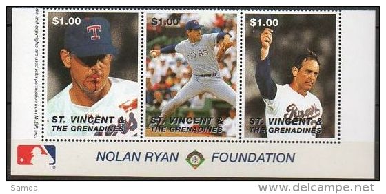 Saint-Vincent & Grenadines 1995 2496 + 2505/12 ** Retraite De Nolan Ryan - Joueur De Base-ball - St.Vincent (1979-...)