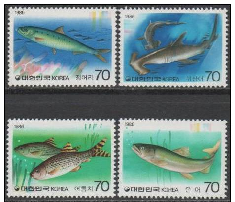 South Korea  1986   Coastal And Inland Fish Series   VF/ MNH**     Nice Item - Fische