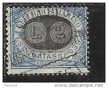 SAN MARINO 1931 TASSE TAXES SEGNATASSE MASCHERINE SOPRASTAMPATO LIRE  2 SU 5 CENT. TIMBRATO USED - Postage Due