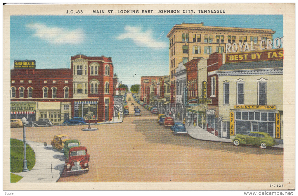 Johnson City, Main Street Looking East, Mecca Restaurant, J.C.83 - Johnson City