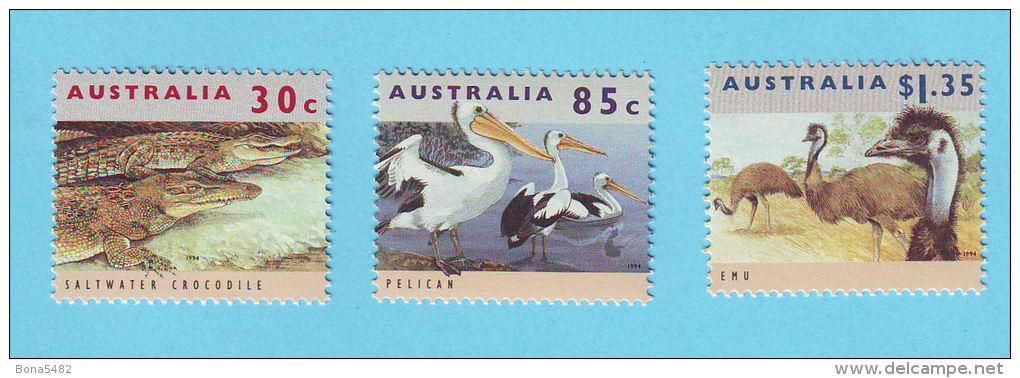 AUSTRALIE AUSTRALIA EMEU CROCODILE PELICAN 1994 / MNH**  / BJ 680 - Pelicans