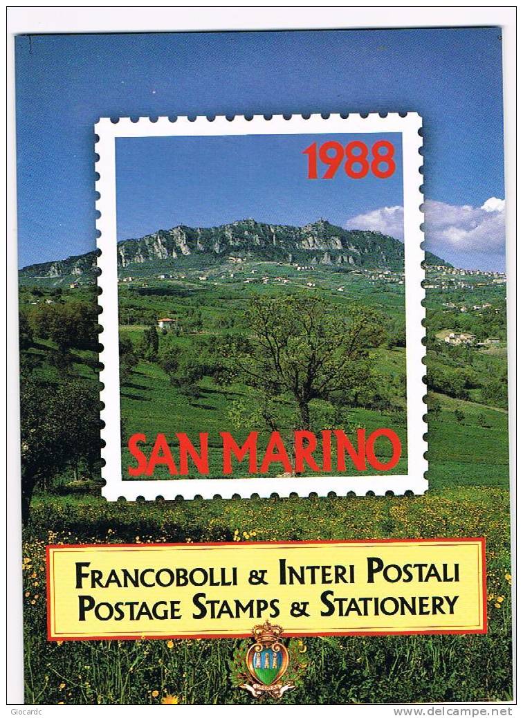 SAN MARINO - UNIFICATO 1221-1247+ INTERO POSTALE -  ANNATA COMPLETA DI FRANCOBOLLI E INTERI POSTALI DEL 1988 - Full Years