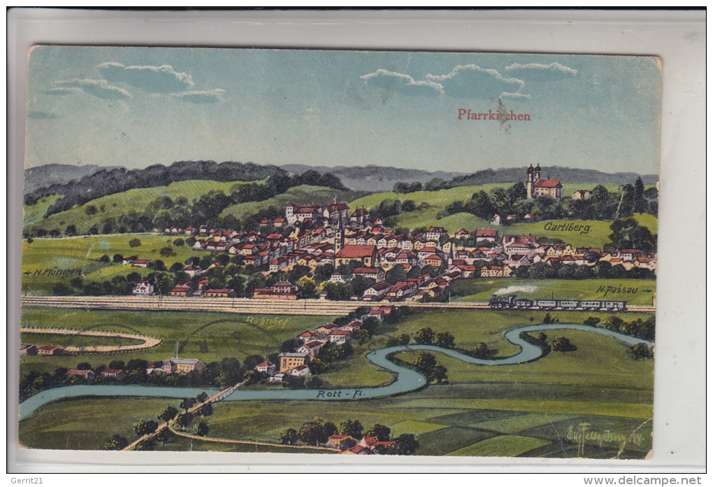 8340 PFARRKIRCHEN, Ortsansicht, Künstler-AK EUG: FELLE, ISNY 18, 1923 - Pfarrkirchen