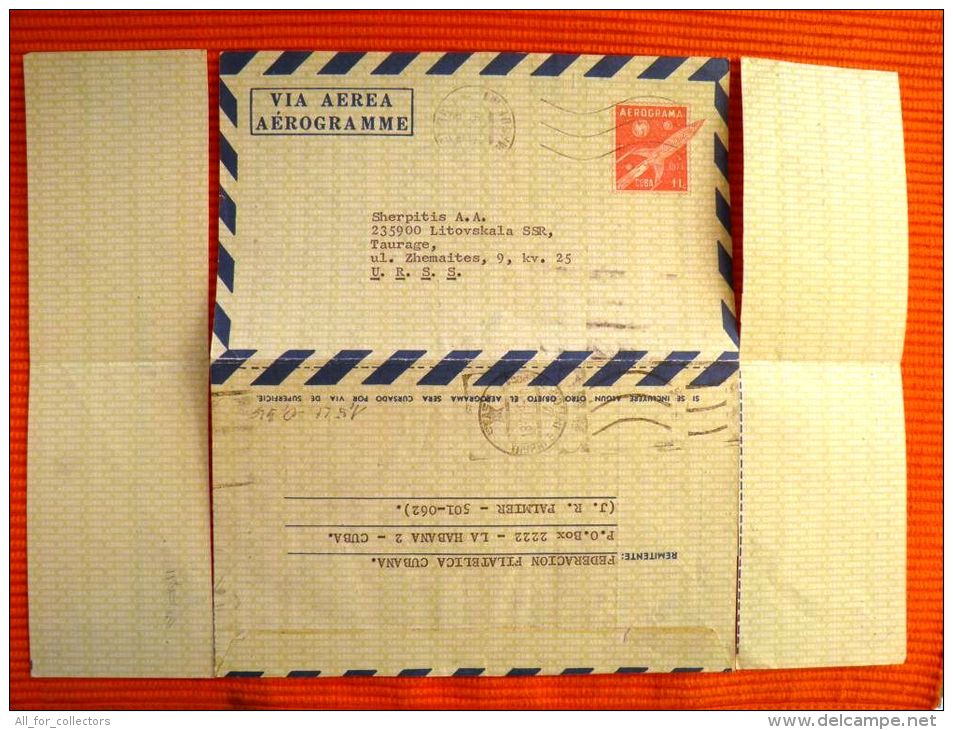 Aerograma Aerogramme Sent To Lithuania 1974 Space Rocket Planets. 3 Scans - Covers & Documents