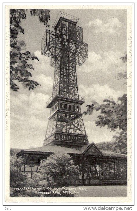 Josephshöhe Bei Luftkurort Stolberg - Harz Turmhöhe 38m, 200 Stufen. Echt Gelaufen Von Stolberg, 13,8 X 9 Cm - Stolberg (Harz)