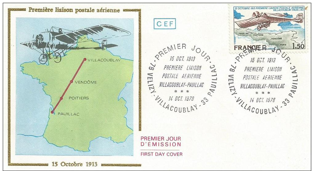 France 1978 Timbre N° 51 (aérien)  Sur Lettre 1er Jour FDC 64e Anniversaire De La 1ère Liaison Postale Aérienne  Entre V - Poste