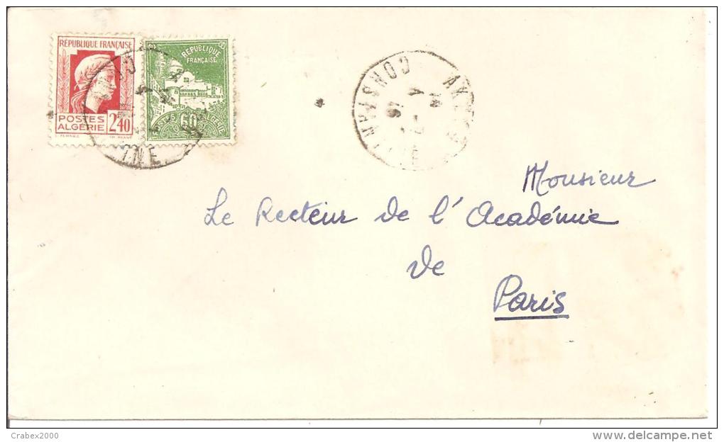 N°Y&T  48+215    CONSTANTINE  Vers   PARIS    Le   04 JUILLET    1946 - Briefe U. Dokumente