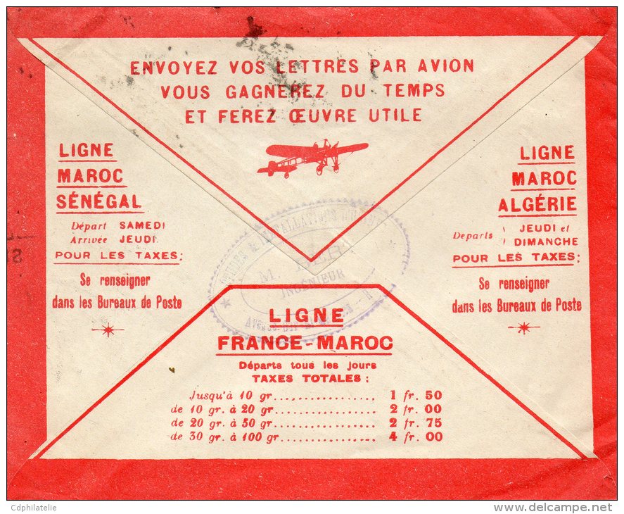 MAROC ENVELOPPE LATECOERE DEPART RABBAT POUR PARIS - Lettres & Documents