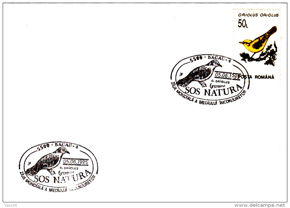 BIRDS, SPARROWS, SPECIAL POSTMARK ON COVER, 1995, ROMANIA - Moineaux