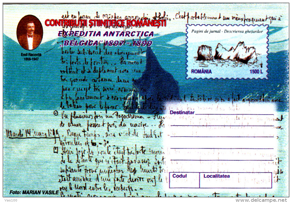 ANTARCTIC EXPEDITION, BELGICA SHIP, 4X COVERS STATIONERY, ENTIERE POSTAUX, 1999, ROMANIA - Marcophilie