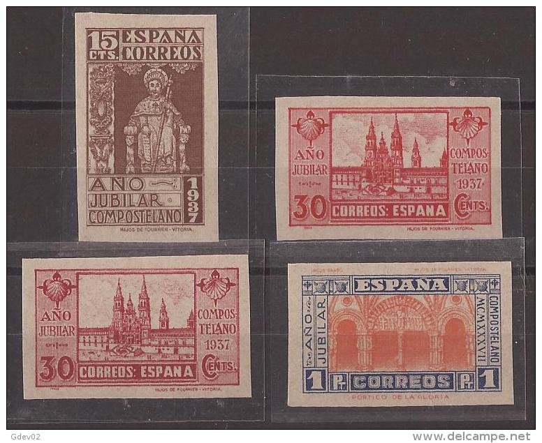 ES833s-L2142TAES.Spain. Apostol Santiago.AÑO JUBILAR COMPOSTELANO.Catedral.d19 37.( Ed 833/5**+834as**)sin Charnela.LUJO - Escultura