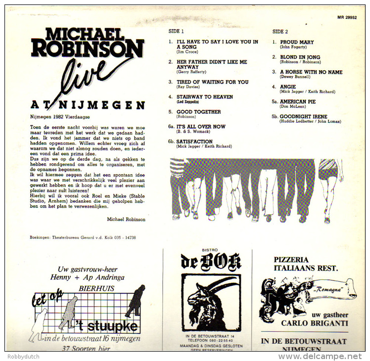 * LP *  MICHAEL ROBINSON - LIVE AT NIJMEGEN (Handsigned Holland 1983) - Autographs