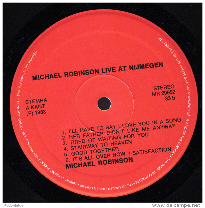 * LP *  MICHAEL ROBINSON - LIVE AT NIJMEGEN (Handsigned Holland 1983) - Autogramme