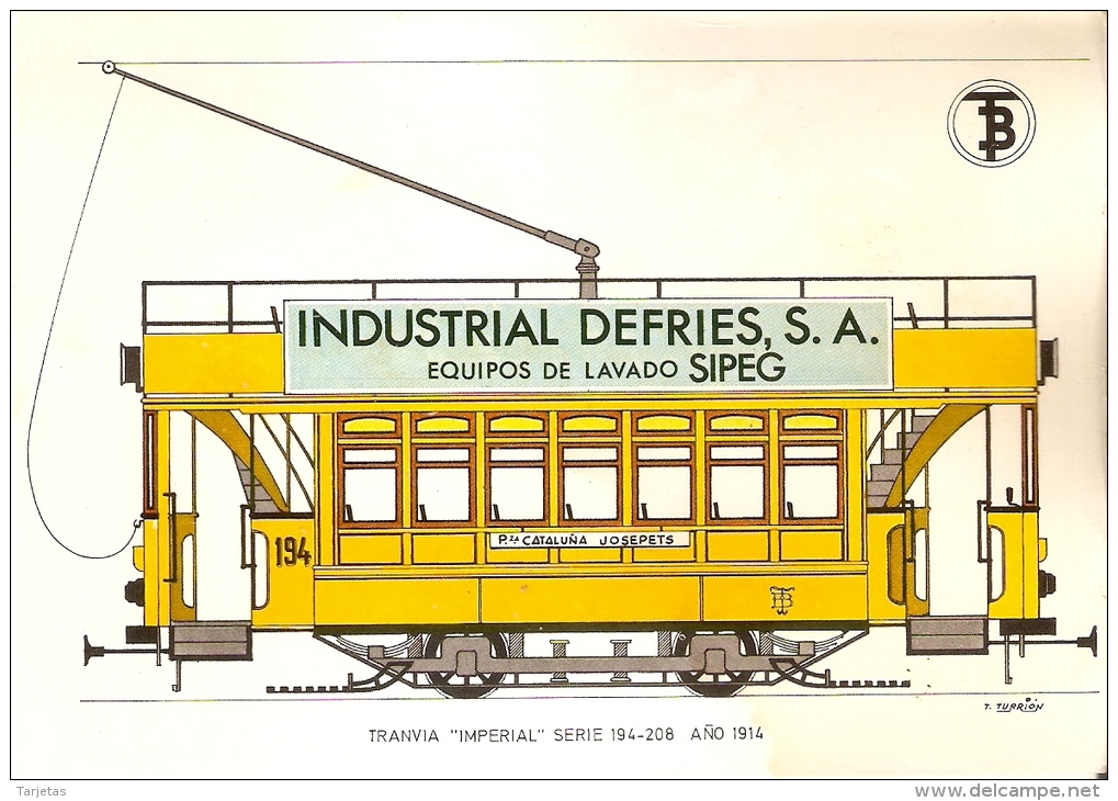 POSTAL DE ESPAÑA DEL TRANVIA IMPERIAL DEL AÑO 1914 (TREN-TRAIN-ZUG) TRANSPORTES DE BARCELONA - Tranvía