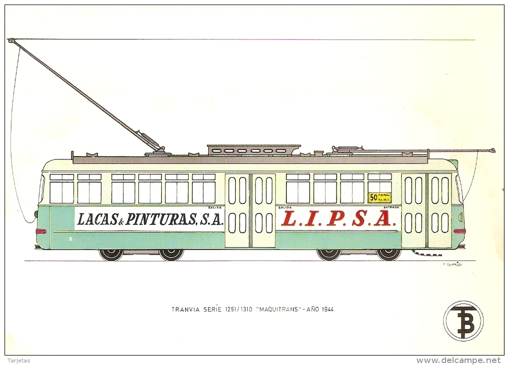 POSTAL DE ESPAÑA DEL TRANVIA MAQUITRANS DEL AÑO 1944 (TREN-TRAIN-ZUG) TRANSPORTES DE BARCELONA - Tranvía