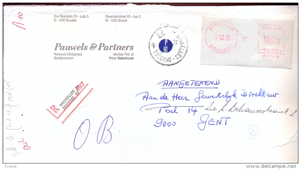 Omslag Enveloppe Aangetekend  Stempel Bruxelles Brussel 23 - Pub Reclame Pauwels & Partners 1986 - Covers