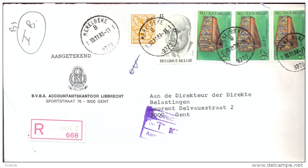 Omslag Enveloppe Aangetekend Stempel Merelbeke 668 - Reclame Libbrecht Gent 1988 - Omslagen