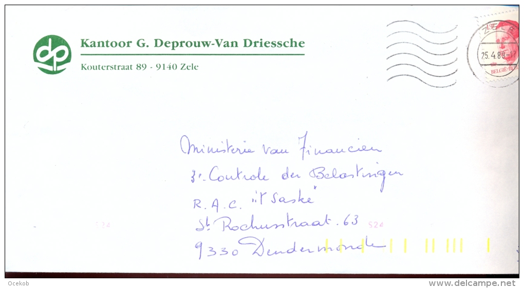 Omslag Enveloppe Stempel Zele - Pub Reclame Deprouw - Van Driessche 1988 - Omslagen