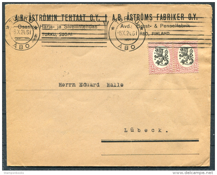 1924 Finland Turku Abo Advertising Cover - Lubeck - Covers & Documents