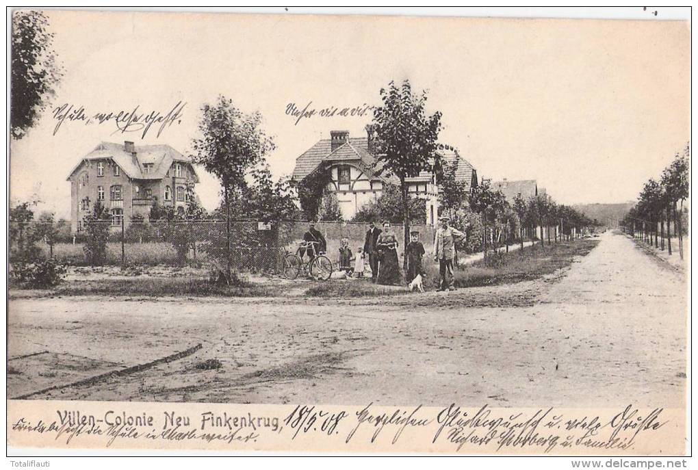 Neu Finkenkrug Villen Colonie Bewohner Gruppe Mit Fahrrad 19.5.1908 Gelaufen - Falkensee