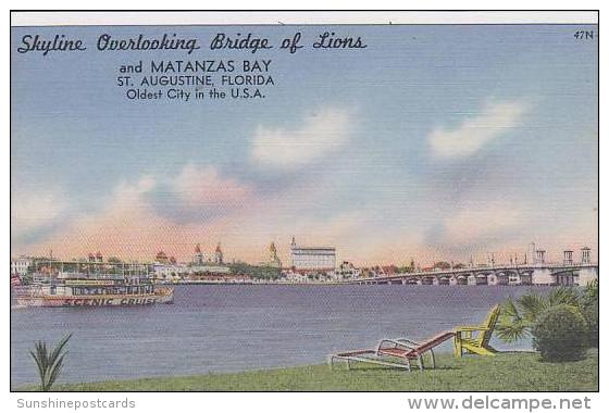 Florida St Augustine Skyline Overlooking Bridge Of Lions And Matanzas Bay - St Augustine