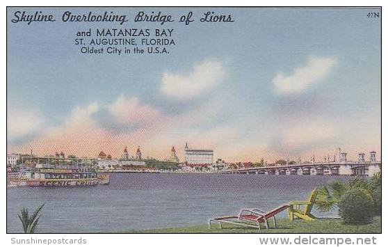Florida St Augustine Skyline Overlooking Bridge Of Lions And Matanzas Bay - St Augustine