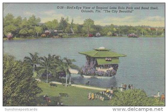 Florida Orlando Birds Eye View Of Tropical Lake Eola Park And BAnd Shell The City Beautiful - Orlando