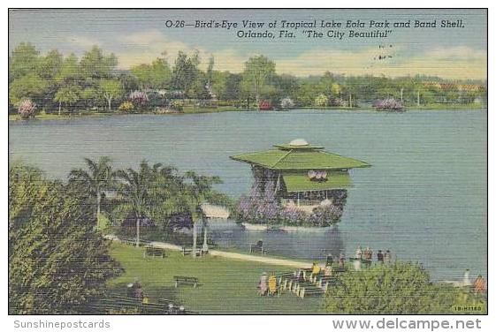 Florida Orlando Birds Eye View Of Tropical Lake Eola Park And Band Shell The City Beautiful - Orlando