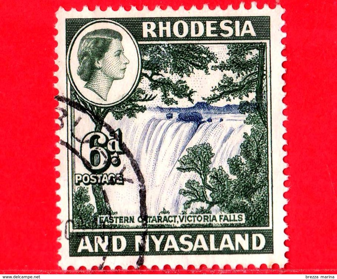 Rhodesia & Nyasaland - Usato - 1959 - Cascate - Victoria Falls - 6 - Rhodesia & Nyasaland (1954-1963)