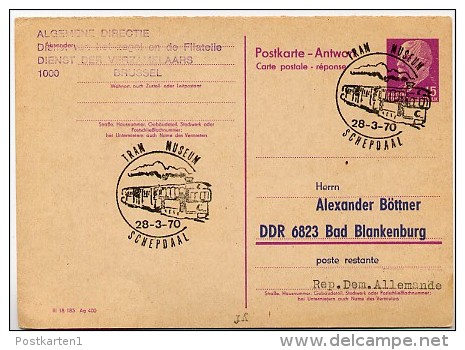 STREETCAR MUSEUM SCHEPDAAL Belgium 1970 On East German Postal Card P74 A Private Printing Böttner #1 - Tranvie