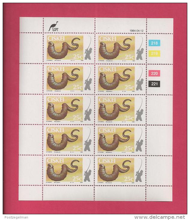 CISKEI, 1984, MNH Stamp(s) In Full Sheets, Fish Bait, Nr(s) 57-60, Scan S911 - Ciskei