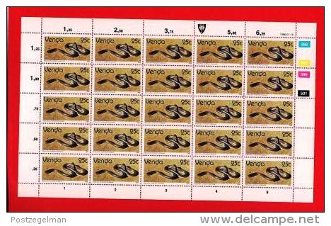 VENDA, 1986, MNH stamp(s) in full sheets, Definitives Reptiles, nr(s) 120-136