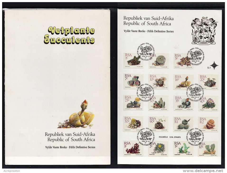 C0108 SOUTH AFRICA  1988, SG 654-668, 669-72 5th Definitive Series Succulents, FDirst Day Card - Briefe U. Dokumente