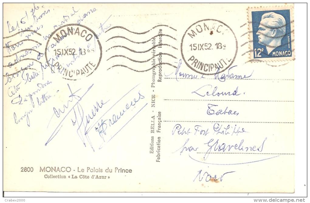 N°Y&T 347   MONTE CARLO  Vers   PETIT PORT PHILIPPE Le  15 SEPTEMBRE1952 - Cartas & Documentos