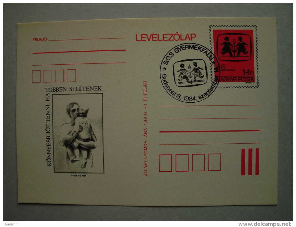 Ungarn Ganzsache Stationery, 1984, SOS-Kinderdörfer Mit Passendem SST - Entiers Postaux