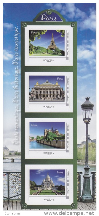 = Paris Romantique Historique Touristique Collector 4 Timbres -20g Monde Adhésif Montmartre Notre-Dame Opéra Tour-Eiffel - Collectors